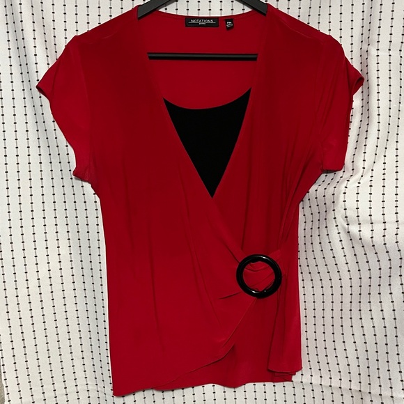 Notations Tops - Notations Red Blouse sz Petite Medium